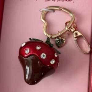 Betsey Johnson Chocolate Dipped Strawberry Charm Keychain Bag Charm Ti